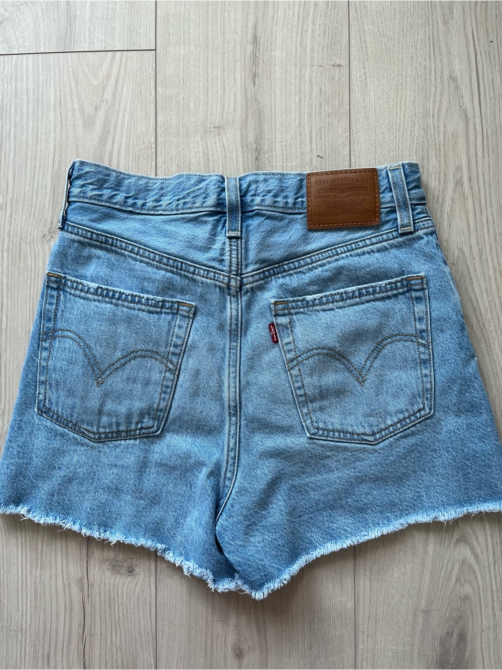 Levi's Light Blue High-Rise Cutoff Ribcage Denim Shorts